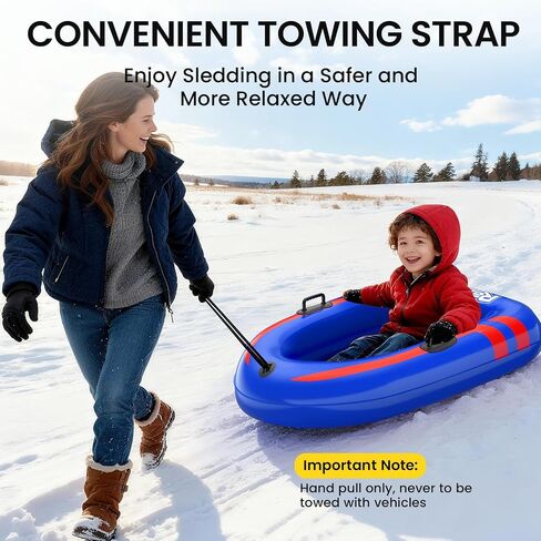 Raxurt Inflatable Snow Sled, Heavy Duty Snow Tube with Sturdy Handles for Kids and Adults, Extra Durable 0.7 mm PVC Snow Sleds, Sledding Winter Outdoor Fun Toys for Children Boys Girls in Saudi Arabia