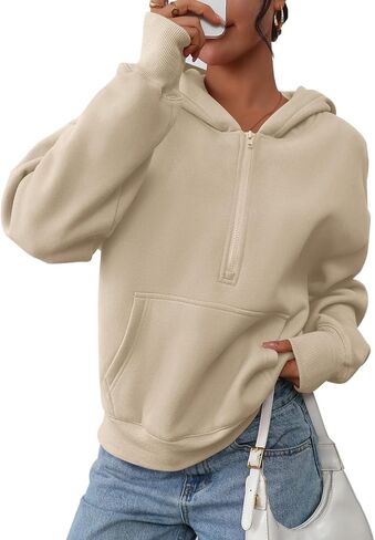 PRETTYGARDEN Women's Half Zip Up Hoodies 2025 Fall Long Sleeve Cropped Pullover Oversized Sweatshirt Fashion Y2K Clothes in Saudi Arabia