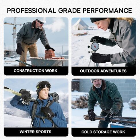 Winter Gloves for Men Women, -12℉ Touchscreen Gloves Waterproof Windproof Thermal Skiing Gloves with 3M Thinsulate Insulation, Anti-Slip Grip Winter Gloves for Outdoor Sports Cycling Hiking in Kuwait