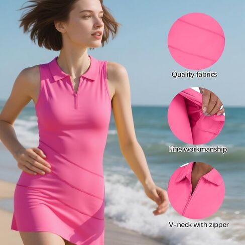 Women's Sleeveless Polo Golf Dress with Zipper Neckline and Flared Skirt for Sports and Everyday Wear in Saudi Arabia