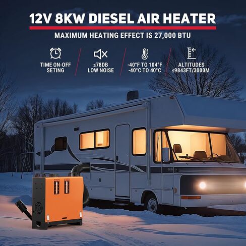 Diesel Heater, 5KW 12V Diesel Air Heater with Remote Control & LCD Display, All in One Portable Diesel Heater with 5L/1.3Gal Fuel Tank, Low Noise Parking Heater for Truck RV Camper Boat Tent Garage in Kuwait