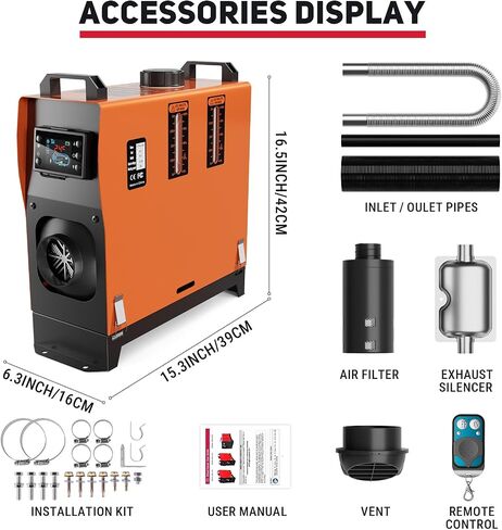 Diesel Heater, 5KW 12V Diesel Air Heater with Remote Control & LCD Display, All in One Portable Diesel Heater with 5L/1.3Gal Fuel Tank, Low Noise Parking Heater for Truck RV Camper Boat Tent Garage in Kuwait