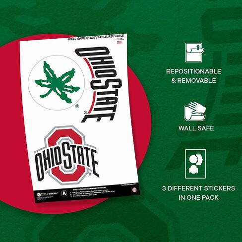 ملصق حائط قابل للإزالة لصبار الصحراء وجامعة ولاية أوهايو WallStix OSU Buckeyes مقاس 11x17 ملصق من الفينيل للاستخدام الداخلي والخارجي (التصميم A) in Saudi Arabia