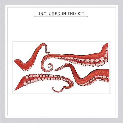 Wallums – Octopus Tentacles Printed Wall Decals for Bathroom, Ocean Murals Peel and Stick, Repositionable Underwater Decals for Walls, Orange Colored Octopus Decor, 48 x 34 Inches Vinyl Wall Decal in Saudi Arabia