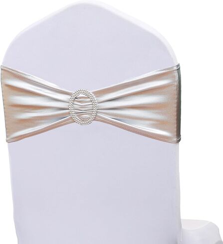 Stretch Spandex Hunter Green Chair Sashes Bows 50 Pack Universal Chair Bands with Silver Buckle for Wedding Party Engagement Banquets Bridal Shower Events Decorations in Kuwait