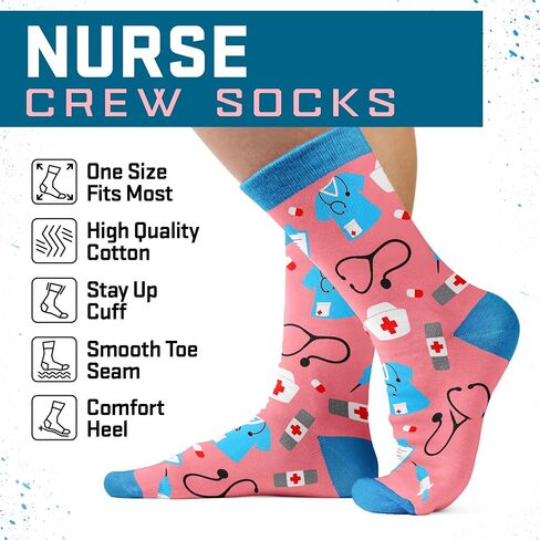 VICRAZY Gifts for Women – Funny Nurse Socks, Cool Presents for Nurses, Unique Nurse Presents, Stocking Stuffers for Nursing Students, RN & Doctor Christmas Gifts for women in Kuwait