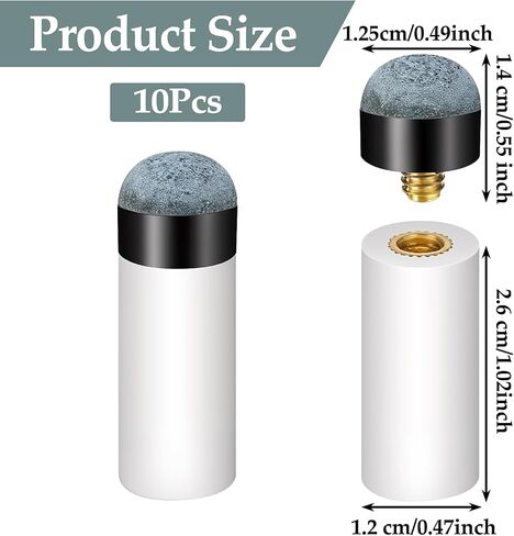 DIVINA VITAE 10Pcs Pool Cue Tips Replacement Kit Screw On Pool Stick Tips 12mm Billiard Cue Tips Replacement Kit for Pool Cues(Gray) in Saudi Arabia