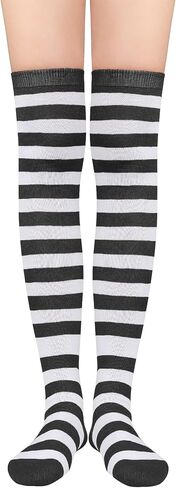 Zando Halloween Striped Womens Thigh High Socks Stay Up Thigh Highs Long Over the Knee Socks Leg Warmers Cosplay Casual in Saudi Arabia
