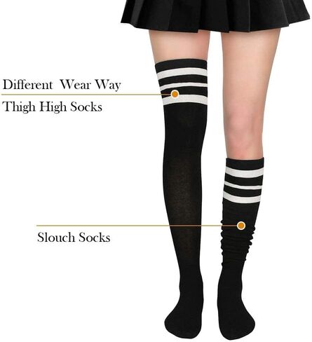 Zando Halloween Striped Womens Thigh High Socks Stay Up Thigh Highs Long Over the Knee Socks Leg Warmers Cosplay Casual in Saudi Arabia