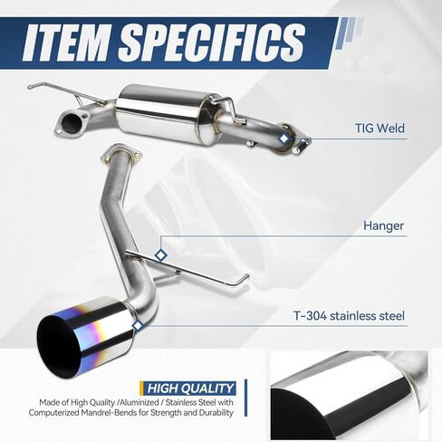 Auto Dynasty 4.5 Inches Round Muffler Tip Catback Exhaust System Compatible with 2000-2004 Toyota Celica GT GTS 1.8L, Stainless Steel in Saudi Arabia