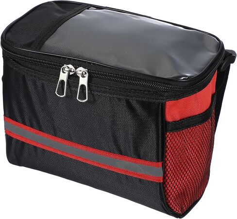 PATIKIL Bike Handlebar Bag, Bicycle Frame Waterproof Bike Basket with Reflective Strip Bicycle for Men Women Outdoor Cycling Mountain Road Bikes, Red in Saudi Arabia