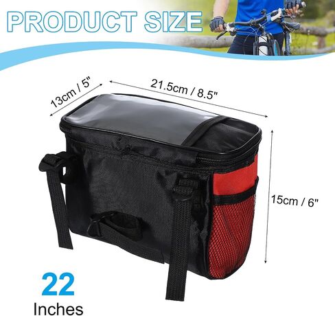 PATIKIL Bike Handlebar Bag, Bicycle Frame Waterproof Bike Basket with Reflective Strip Bicycle for Men Women Outdoor Cycling Mountain Road Bikes, Red in Saudi Arabia