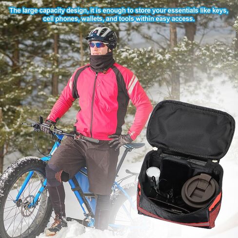 PATIKIL Bike Handlebar Bag, Bicycle Frame Waterproof Bike Basket with Reflective Strip Bicycle for Men Women Outdoor Cycling Mountain Road Bikes, Red in Saudi Arabia