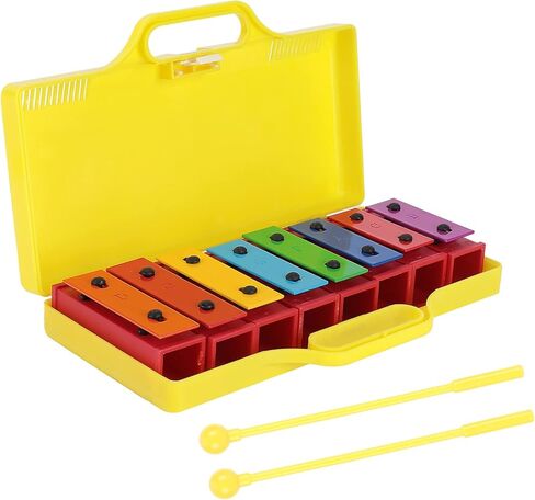 8 Note Xylophone, Professional Children Glockenspiel Musical Instrumen with 2 Drumsticks 1 Yellow Box for Beginners in Saudi Arabia