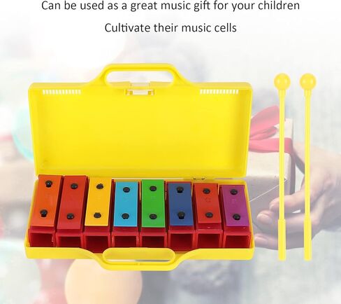 8 Note Xylophone, Professional Children Glockenspiel Musical Instrumen with 2 Drumsticks 1 Yellow Box for Beginners in Saudi Arabia