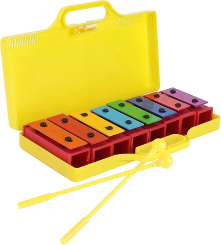 8 Note Xylophone, Professional Children Glockenspiel Musical Instrumen with 2 Drumsticks 1 Yellow Box for Beginners in Saudi Arabia