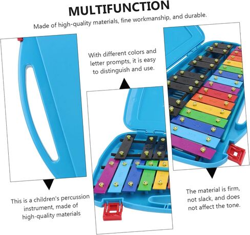 1Pc Note Metal Percussion Xylophone for Early Education Musical Instrument with Stable Base Colorful Keys Safe Metal Plastic Design for Music Development in Saudi Arabia
