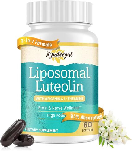 Luteolin 200mg softgels liposomal-3-in-1 مزيج مع apigenin & l-theanine ، خالية من الغلوتين ، 60 ناعمة in Saudi Arabia