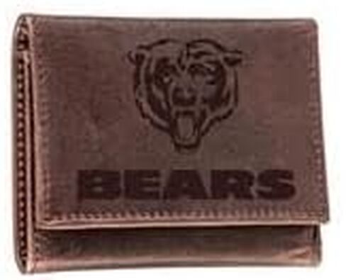 Team Sports America NFL Chicago Bears Brown Wallet | Tri-Fold | Officially Licensed Stamped Logo | Made of Leather | Money and Card Organizer | Gift Box Included in Saudi Arabia