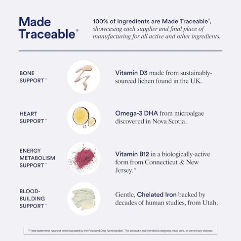 طقوس متعددة الفيتامينات للنساء 18+ مع فيتامين D3 للدعم المناعي*، نباتي أوميغا 3 DHA ، B12 ، الحديد ، خالية من الغلوتين ، غير الكائنات المعدلة وراثيا ، USP التحقق ، إمدادات 30 يوم ، 60 كبسولة in Kuwait