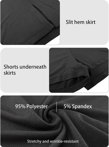 Women's Casual Low-Waist Split Hem Stretchy Fitted Bodycon Mini Skirt with Shorts Underneath in Saudi Arabia