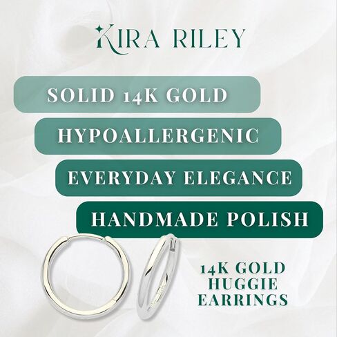 14k Solid Yellow Gold Hoop Earrings for Women and Men - Small Pure Real and Thin Huggies, Hypoallergenic - Jewelry Gifts for Her/Him - Available in 4 Sizes in Saudi Arabia