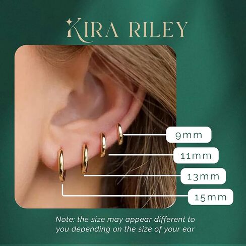 14k Solid Yellow Gold Hoop Earrings for Women and Men - Small Pure Real and Thin Huggies, Hypoallergenic - Jewelry Gifts for Her/Him - Available in 4 Sizes in Saudi Arabia