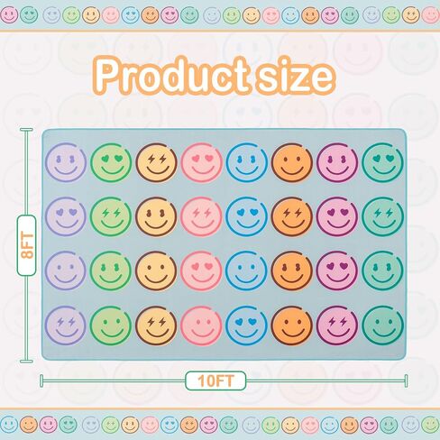 8' x 10' Classroom Rug, Carpets Schoolgirl Style Pastel Smileys Educational Area Rugs for Kids Room Seating Décor, Play Carpet for Teaching and Playroom in Saudi Arabia