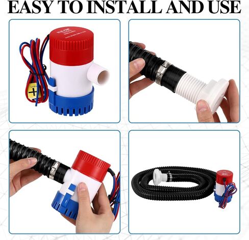 1500gph Automatic Bilge Pump Boat Bilge Pump 12v 24v 3 Way Switch Panel with Built in 15a Circuit Breaker Plumbing Installation Kit for Boat Accessories in Saudi Arabia