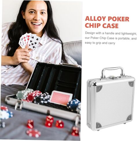 Large Capacity Poker Chip Case Alloy Poker Cards Carrying Container with Handle Practical Storage Cards and Dice for Organizing and Transporting in Saudi Arabia
