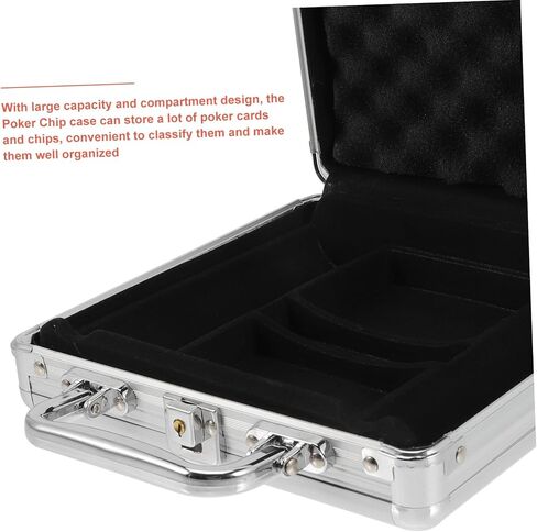 Large Capacity Poker Chip Case Alloy Poker Cards Carrying Container with Handle Practical Storage Cards and Dice for Organizing and Transporting in Saudi Arabia