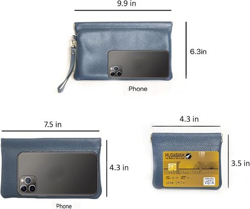 Genuine Leather Wristlet Handbags Purses Cell Phone Pocket Clutch Wallet Coin Purse For Men Women in Saudi Arabia