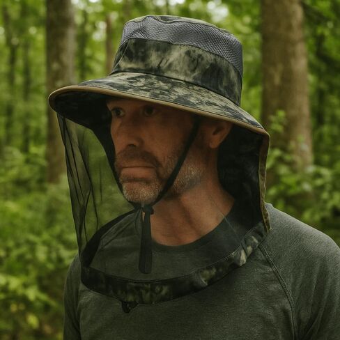 Fisherman Hat - Bee & Bug Defense Camo Fishing Cap, Lightweight Breathable Mesh for Outdoor, Hiking, Camping (Green) in Saudi Arabia