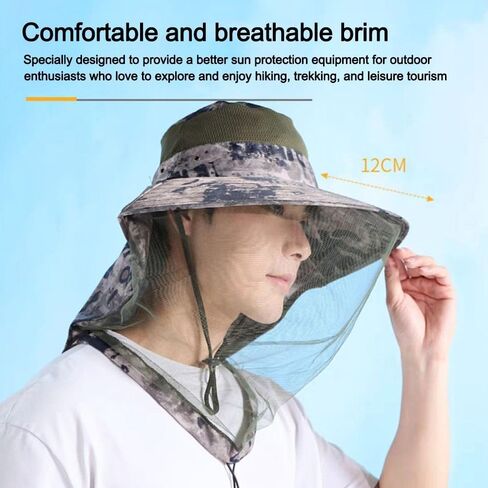Fisherman Hat - Bee & Bug Defense Camo Fishing Cap, Lightweight Breathable Mesh for Outdoor, Hiking, Camping (Green) in Saudi Arabia