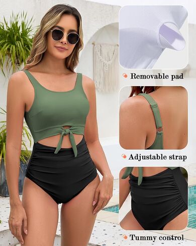 Century Star Women's One Piece Swimsuit Slimming Tummy Control Swimming Suits Cutout Tie Knot Swimwear 2025 in Saudi Arabia