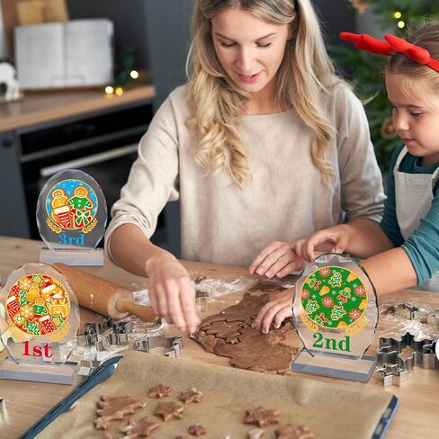 3 Pcs Christmas Contest Trophy Set 1ST 2ND 3RD Place Cookie Gingerbread Man House Pajamas Competition Kit Acrylic Awards Funny Xmas Party Trophies Tabletop Decor in Saudi Arabia
