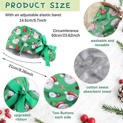 Croknit 6 Pcs Scrub Caps Satin Lined Scrub Caps Women Nurse Surgical Hat with Sweatband Buttons Adjustable Pouch Tie Back in Kuwait