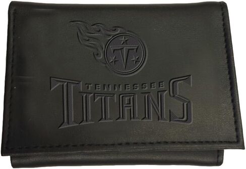 محفظة سوداء لفريق Team Sports America NFL Tennessee Titans | ثلاثي الطي | شعار مختوم مرخص رسميًا | مصنوع من الجلد | منظم النقود والبطاقات | يتضمن صندوق الهدايا in Saudi Arabia