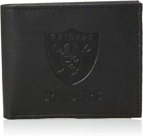 Team Sports America NFL Las Vegas Raiders Black Wallet | Bi-Fold | Officially Licensed Stamped Logo | Made of Leather | Money and Card Organizer | Gift Box Included in Saudi Arabia