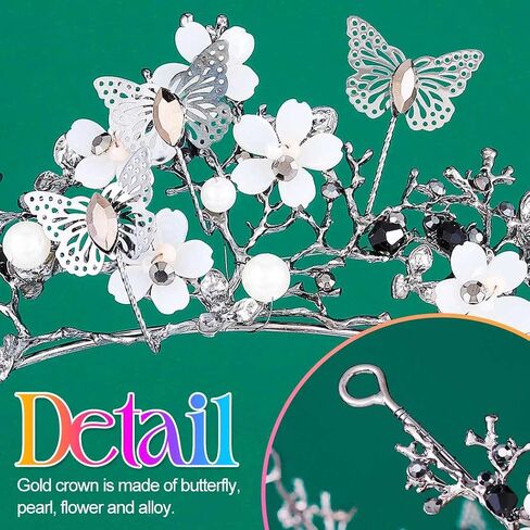 Kilshye Queen Crown Gold Tiaras and Crowns Butterfly Rhinestone Tiara Vintage Bridal Wedding Crown Assume Prom Prompiece للنساء والبنات in Saudi Arabia