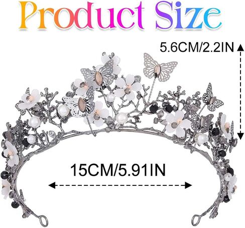 Kilshye Queen Crown Gold Tiaras and Crowns Butterfly Rhinestone Tiara Vintage Bridal Wedding Crown Assume Prom Prompiece للنساء والبنات in Saudi Arabia