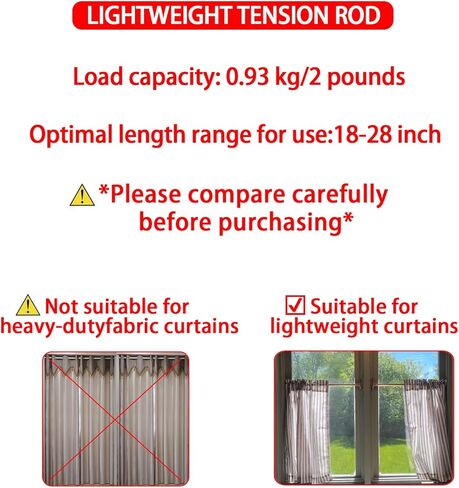 قضيب ستارة Kowibcl طول قابل للتعديل، قضبان ستائر زنبركية للمطبخ والحمام والنافذة (نحاس - قطعتان، من 45.7 سم إلى 28 بوصة) in Kuwait
