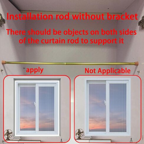 قضيب ستارة Kowibcl طول قابل للتعديل، قضبان ستائر زنبركية للمطبخ والحمام والنافذة (نحاس - قطعتان، من 45.7 سم إلى 28 بوصة) in Kuwait