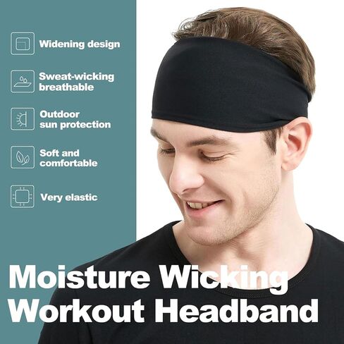 4 Piece Sports Headbands, Quick Dry Sweat Band, Stretchy Headband for Men and Women for Running, Football, Yoga, Fitness Workout, everyone in Saudi Arabia