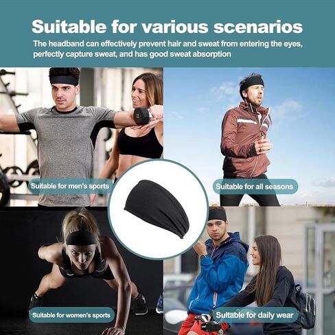 4 Piece Sports Headbands, Quick Dry Sweat Band, Stretchy Headband for Men and Women for Running, Football, Yoga, Fitness Workout, everyone in Saudi Arabia