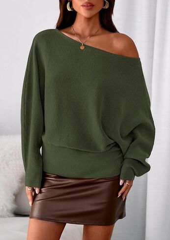 PRETTYGARDEN Women Off The Shoulder Sweater 2025 Fall Trendy Long Batwing Sleeve Knit Pullover Going Out Tops Winter Clothing in Saudi Arabia