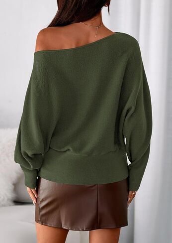 PRETTYGARDEN Women Off The Shoulder Sweater 2025 Fall Trendy Long Batwing Sleeve Knit Pullover Going Out Tops Winter Clothing in Saudi Arabia
