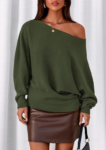 PRETTYGARDEN Women Off The Shoulder Sweater 2025 Fall Trendy Long Batwing Sleeve Knit Pullover Going Out Tops Winter Clothing in Saudi Arabia