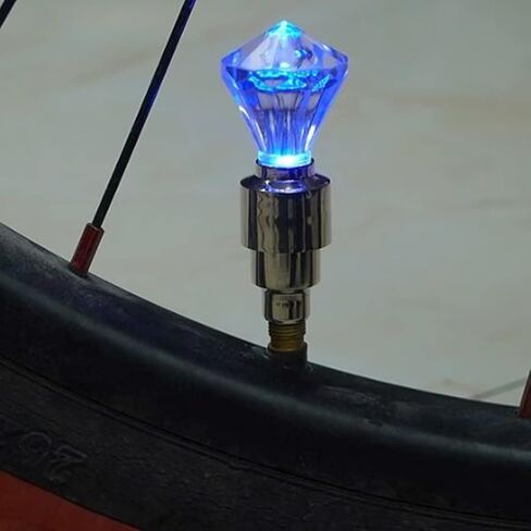 8 Pack Valve Stem LED Cap for Bike Bicycle Car Motorcycle Wheel Tire Light Lamp (Gem Shape, Blue) in Saudi Arabia