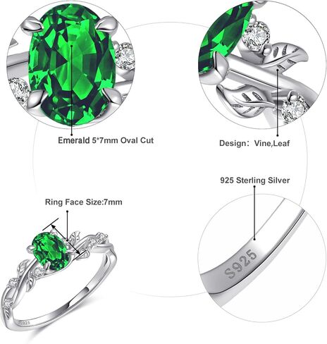 خواتم الخطوبة للنساء 925 الجنيه الفضية الفضية المقطعة البيضاوي المطحون/أسود كوارتز/زفاف الزمر الزمردي وعد بوعد 5-9 in Kuwait